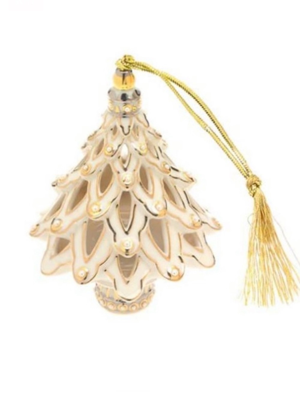 Lenox Florentine and Pearl Christmas Tree Ornament 2003 24K Gold Paint